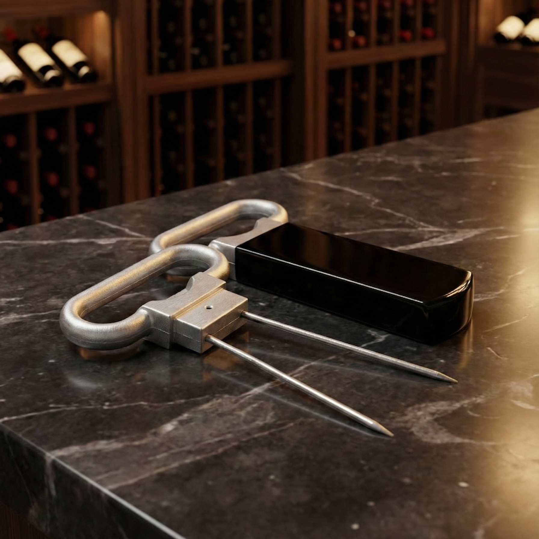 Kit Clássico 1 – Wine Bag Toscana Preta (1 Garrafa) + Saca-Rolhas Pulltex dois Estágios + Saca-Rolhas Lâminas Paralelas | Acessórios Premium para Vinhos