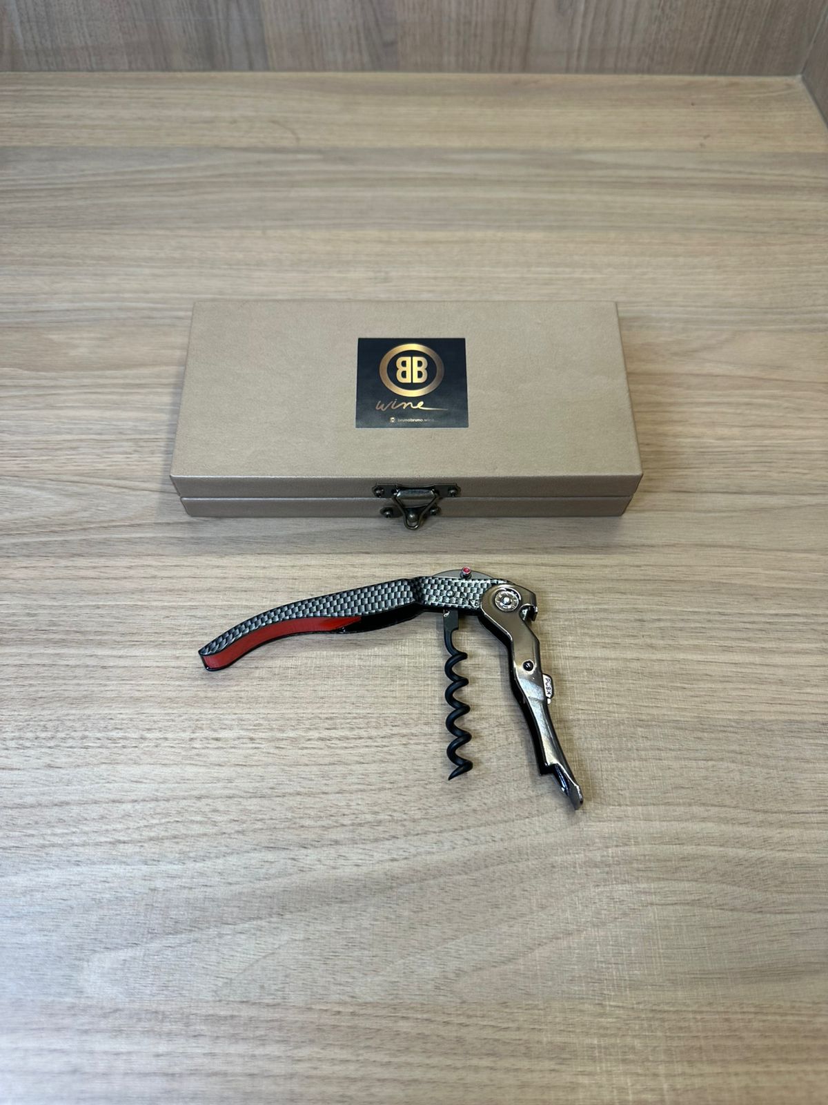 Saca Rolhas Pulltex Carbono dois Estágios com Caixa Luxo Exclusiva